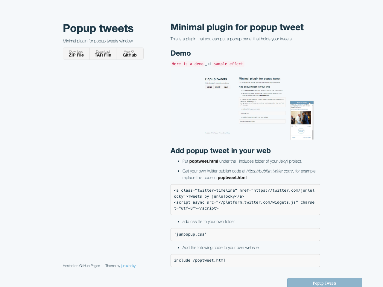 Popup Tweets screenshot