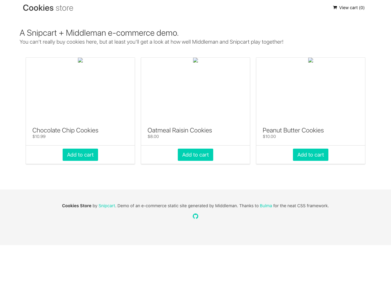 Snipcart Middleman screenshot