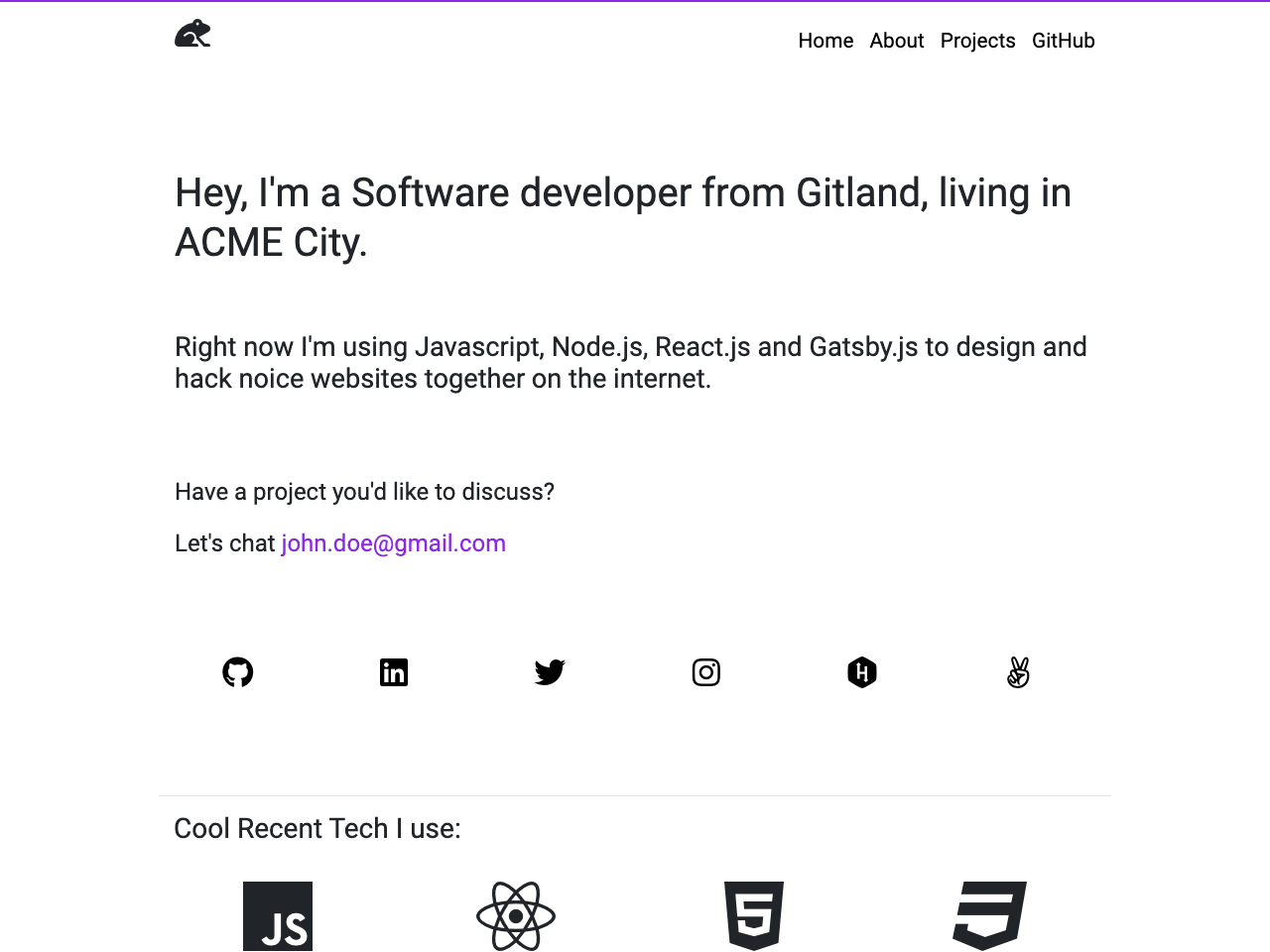 Gatsby Clean Portfolio screenshot