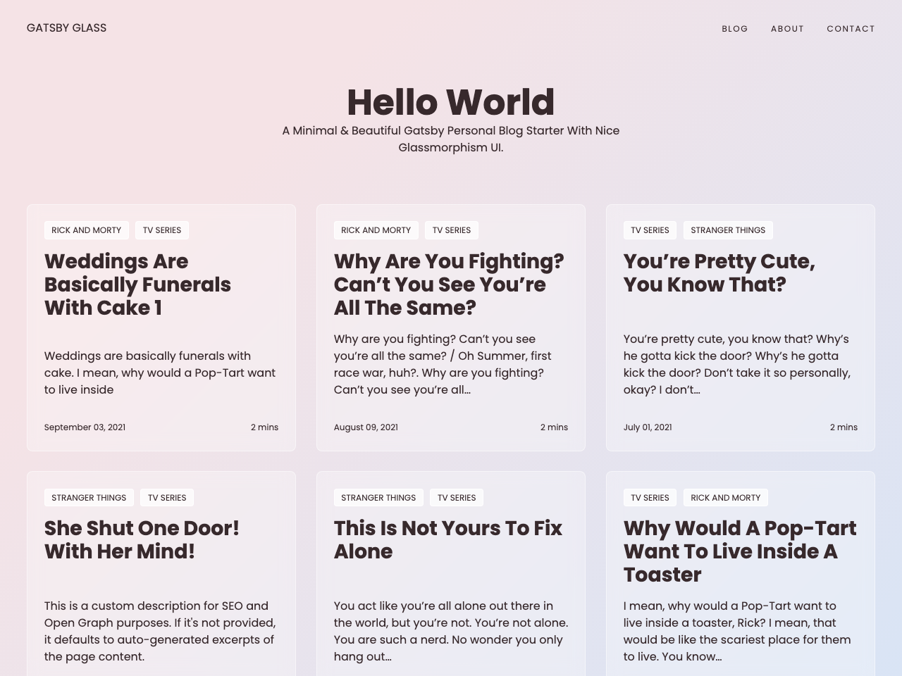 Gatsby Starter Glass screenshot